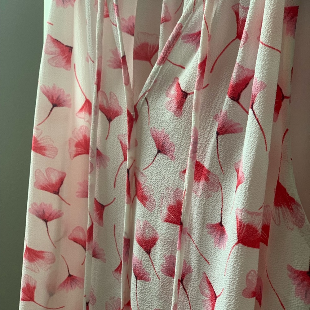 White with pink floral print tank top